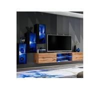 Ensemble Meuble TV "Switch XXII" 210cm Noir & Naturel