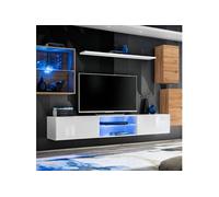 Ensemble Meuble TV "Switch XXIII" 250cm Naturel & Blanc