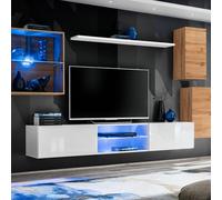 Ensemble Meuble TV "Switch XXIII" 250cm Naturel & Blanc