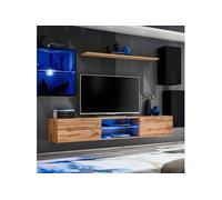 Ensemble Meuble TV "Switch XXIII" 250cm Noir & Naturel