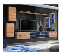 Ensemble meuble TV mural Switch XXV - L 280 x P 40 x H 140 cm - Marron