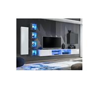 Ensemble Meuble TV "Switch XXVI" 320cm Blanc & Gris Blanc