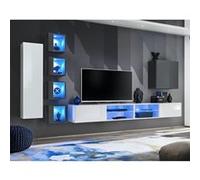 Ensemble Meuble TV "Switch XXVI" 320cm Blanc & Gris Blanc G