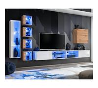 Ensemble Meuble TV "Switch XXVI" 320cm Blanc & Naturel