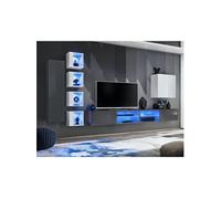Ensemble Meuble TV "Switch XXVI" 320cm Gris & Blanc