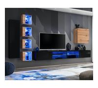 Ensemble Meuble TV "Switch XXVI" 320cm Noir & Naturel