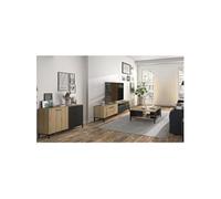 Ensemble meuble TV table basse et buffet bas TRUST Chene