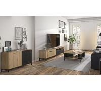 Ensemble meuble TV, table basse et buffet bas - TRUST - Chene / Noir - GAMI