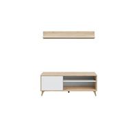 Ensemble meuble tv + tagre murale en mlamine coloris blanc Artik /chêne canadian --