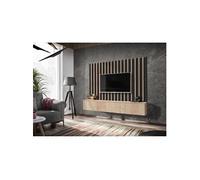 Ensemble Meuble TV "Verti" 180cm Naturel & Noir