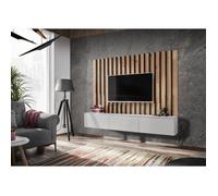 Ensemble meuble TV ""Verti II"" - Beige/Blanc- L 180 x H 148 x P 35 cm