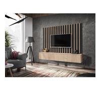 Ensemble meuble TV ""Verti II"" - Noir/Beige- L 180 x H 148 x P 35 cm