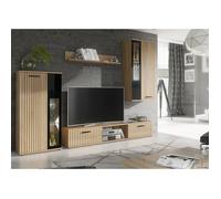Ensemble meuble TV ""Wow"" - Beige/Noir - L 255 x H 180 x P 30 cm
