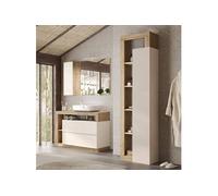 Ensemble meuble vasque 110cm + colonne beige et aspect bois Cadiz - ARTURO -