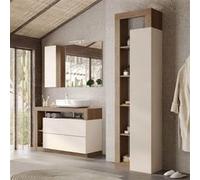 Ensemble meuble vasque 110cm + colonne beige et aspect bois Mercure - ARTURO - ALTOBUY Beige