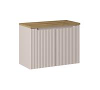 Ensemble Meuble Vasque 2 portes et Plateau effet chêne L 80 x P 40 x H 59,5 cm - Astral - Beige crème