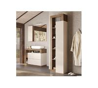 Ensemble meuble vasque 92cm + colonne beige et aspect bois Mercure - ARTURO -