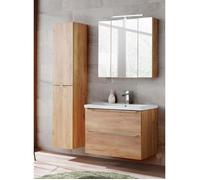 Ensemble meuble vasque + Armoire miroir + Grande armoire - 80 cm - Elise Oak