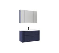 Ensemble Meuble Vasque avec Miroir (2 Pièces) Bari 100 v2 - Matte Navy Blue - 100 x 45 x 55 cm - Panneaux MDF TherMold