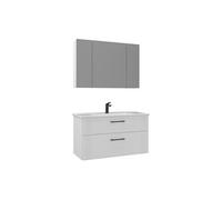 Ensemble Meuble Vasque avec Miroir (2 Pièces) Bari 100 v2 - Panneaux MDF TherMold - 100 x 45 x 55 cm - Matte White