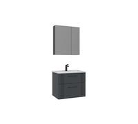 Ensemble Meuble Vasque avec Miroir (2 Pièces) Bari 65 v2 - 65 x 45 x 55 cm - Matte Anthracite