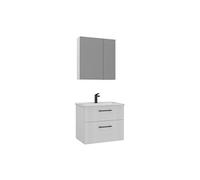 Ensemble Meuble Vasque avec Miroir (2 Pièces) Bari 65 v2 - Panneaux MDF TherMold - 65 x 45 x 55 cm - Matte White