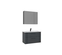 Ensemble Meuble Vasque avec Miroir (2 Pièces) Bari 85 v2 Panneaux MDF TherMold 85x45x55 cm Matte Anthracite