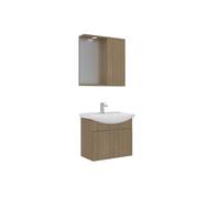 Ensemble Meuble Vasque avec Miroir (2 Pièces) "Purus 65" - 65 x 50 x 58 cm - Oak