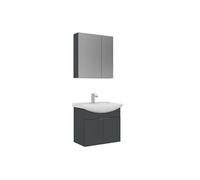 Ensemble Meuble Vasque avec Miroir (2 Pièces) Purus 65 - Panneaux MDF Mélaminés - 65 x 50 x 58 cm - Matte Anthracite