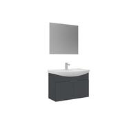 Ensemble Meuble Vasque avec Miroir (2 Pièces) "Purus 80" - 80 x 50 x 58 cm - Matte Anthracite