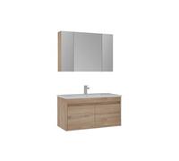 Ensemble Meuble Vasque avec Miroir (2 Pièces) Side 100 v3 - 100x45x52 cm - Oak
