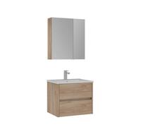 Ensemble Meuble Vasque avec Miroir (2 Pièces) ""Side 65 v2"" - 65 x 45 x 52 cm - Oak