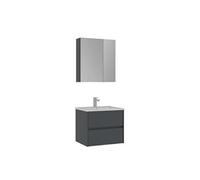 Ensemble Meuble Vasque avec Miroir (2 Pièces) Side 65 v2 - Panneaux MDF Mélaminés - 65 x 45 x 52 cm - Anthracite Mat