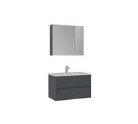Ensemble Meuble Vasque avec Miroir (2 Pièces) "Side 85 v2" - 85 x 45 x 52 cm - Matte Anthracite