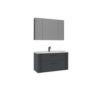 Ensemble Meuble Vasque avec Miroir Bari 100 v2 (2 Pièces) - Panneaux MDF TherMold - 100 x 45 x 55 cm - Matte Anthracite