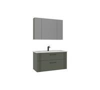 Ensemble Meuble Vasque avec Miroir Bari 100 v2 Panneaux MDF TherMold 100x45x55 cm Matte Green