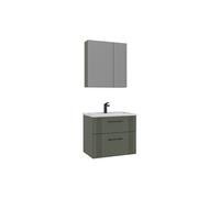 Ensemble Meuble Vasque avec Miroir Bari 65 v2 MDF TherMold 65x45x55 cm Matte Green