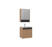 Ensemble Meuble Vasque avec Miroir Hanah Home Ricato 60 61 x 47 x 62 cm Oak Panneaux MDF Mélaminés