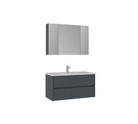 Ensemble Meuble Vasque avec Miroir Side 100 v3 100 x 16 x 52 cm Matte Anthracite Panneaux MDF Mélaminés