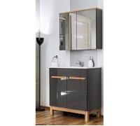 Ensemble meuble vasque + miroir - AC-DÉCO - Cintra Grey - Gris - 60 cm - Design contemporain