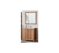 Ensemble meuble vasque + miroir - Bois - 80 cm - Typical Oak