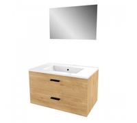 Ensemble meuble vasque salle de bain - 80 cm - 2 tiroirs - bois - Lift AURLANE