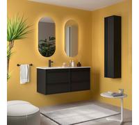Ensemble meuble vasque salle de bain ATTILA 1200 4 tiroirs Black satin P450 - SALGAR 118680