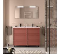 Ensemble meuble vasque salle de bain ATTILA 1200 6 tiroirs Red satin P450 - SALGAR 105132