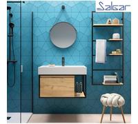 Ensemble meuble VINCI 800 et vasque Veneto 800 1 tiroir métallique CHÊNE AFRICAIN - SALGAR 26436