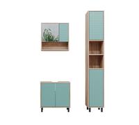 Ensemble meubles bain Agasta, 3 pièces, avec armoire haute, Vert menthe, Sonoma, Vicco