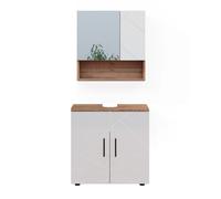 Ensemble meubles bain Irma, 2 pièces, armoire basse 60 cm, Blanc brillant/Chêne doré, Chêne de force doré, Vicco