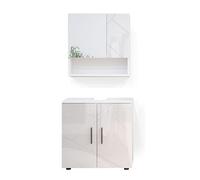 Vicco Ensemble de meubles de salle de bain Irma, 2 pièces, armoire basse 60 cm, Blanc Haute brillance