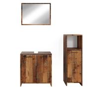 Ensemble meubles bain Kiko, 3 pièces, avec armoire de milieu, Chêne rustique, Chêne rustique, Vicco