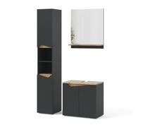 Vicco Ensemble de Meubles de Salle de Bain Marelle, Anthracite/Chêne Artisan, 3 pièces, avec Armoire Haute